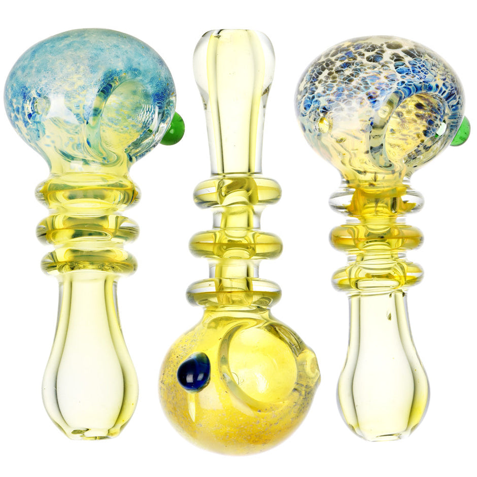 Supernova Burst Ring Neck Glass Hand Pipe - 4" / Colors Vary