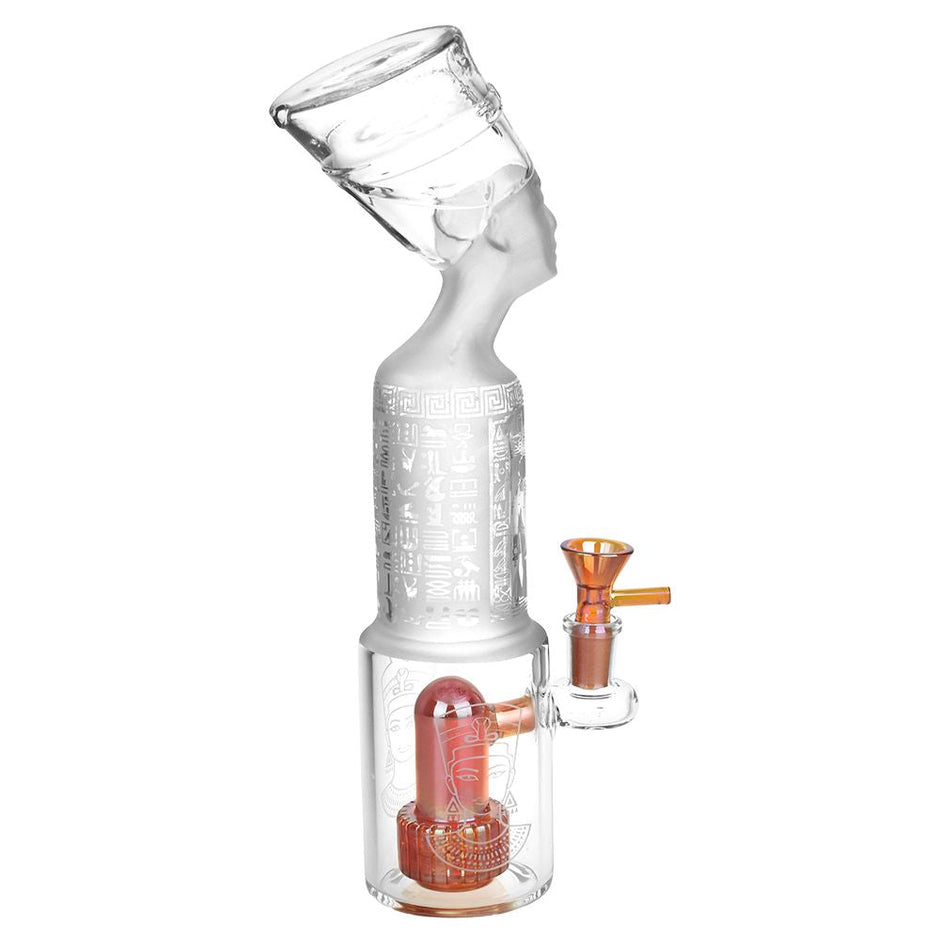 Pharoah Head Frosted Glass Water Pipe - 11.5" / 14mm F