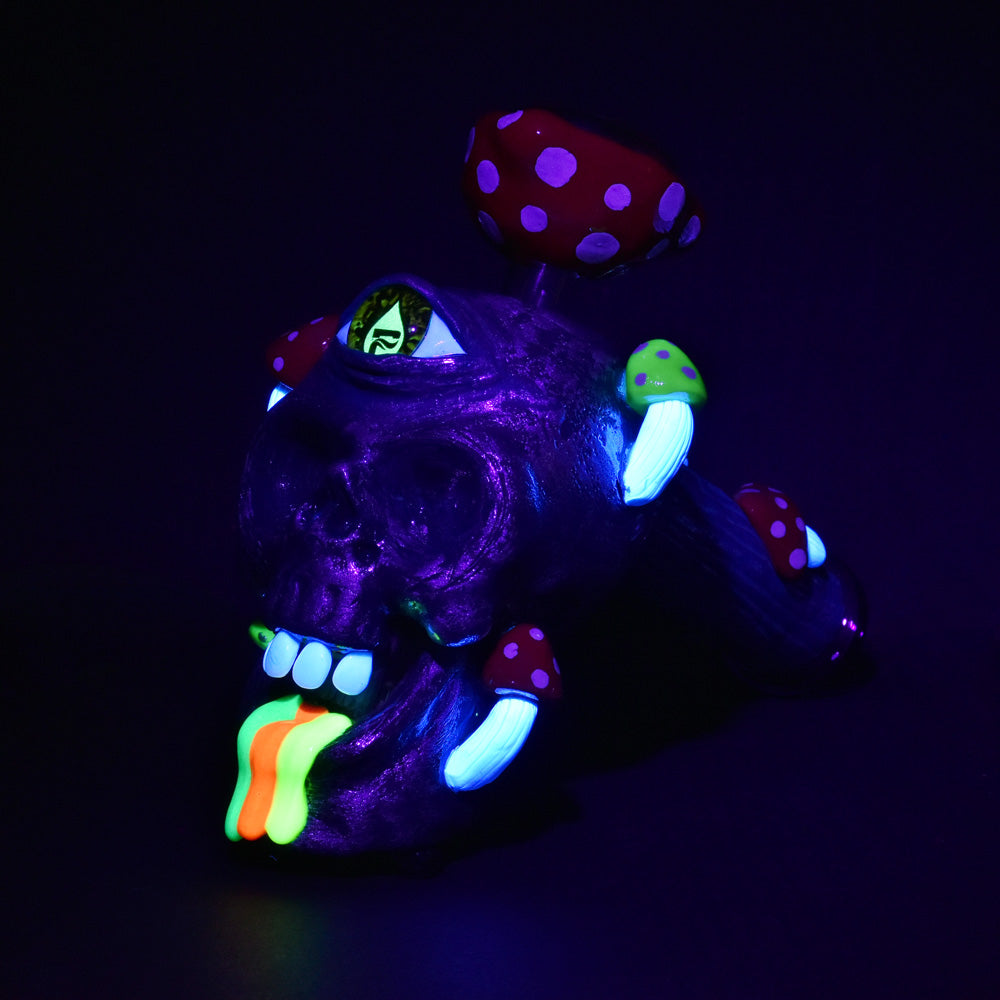 Pulsar Rainbow Puking Skull Bubbler Pipe - 8