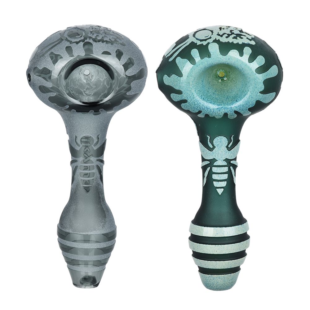 Milkyway Bee Hive Sandblasted Glass Spoon Pipe | 4.5