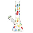 Rainbow Pride Leaf Beaker Glass Water Pipe - 10.25