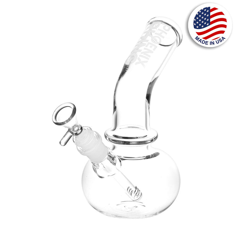 Phoenix Rising Bent Neck Beaker Glass Water Pipe - 8.75" / 14mm F / Clear