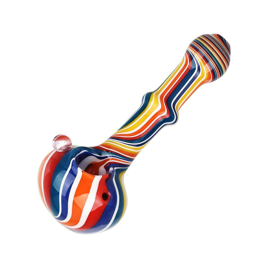 Rainbow Stripes Glass Spoon Pipe - 5"