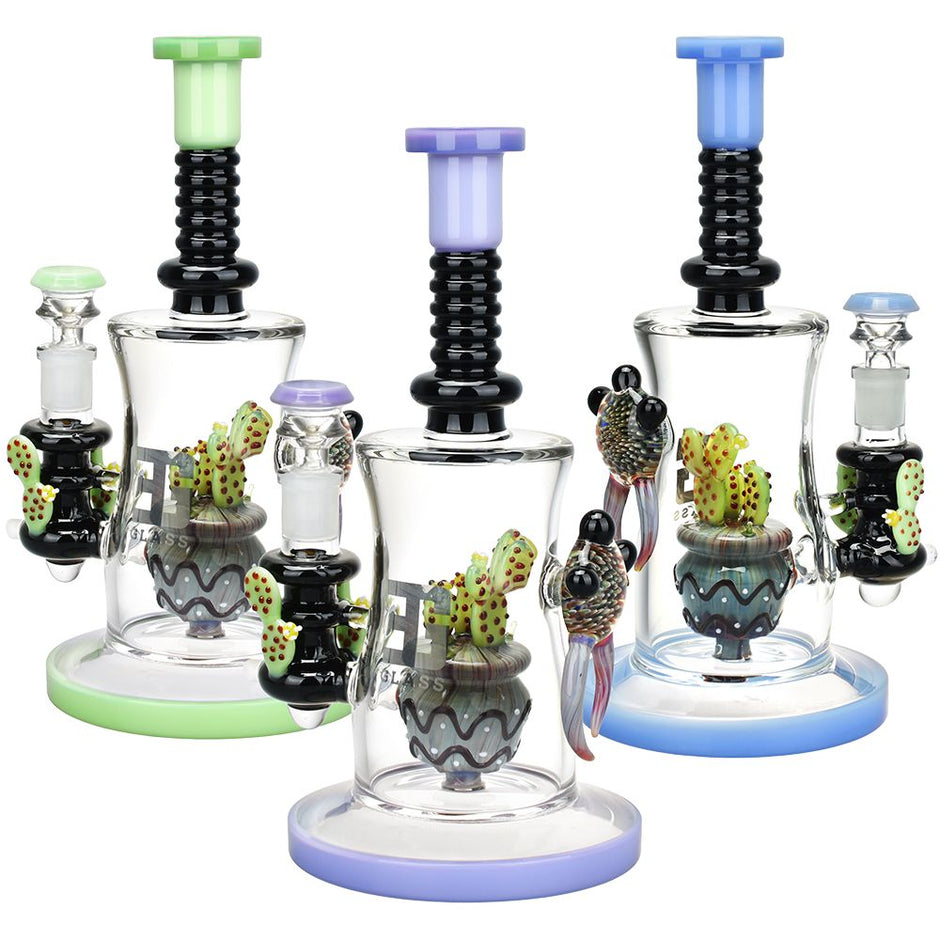 EG Glass Cactus Glass Water Pipe - 10.25" / 14mm F