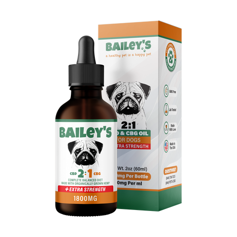 Bailey's Extra Strength 1800MG 2:1 CBD & CBG Oil For Dogs