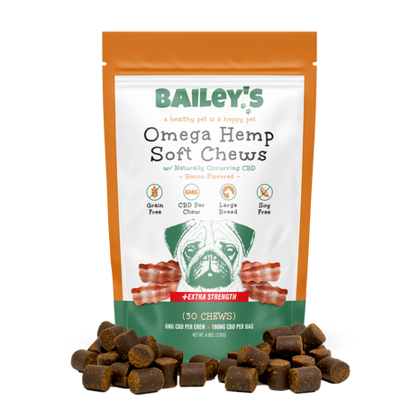 Bacon Flavored Omega Hemp CBD Soft Chews - Large Breed/Extra Strength