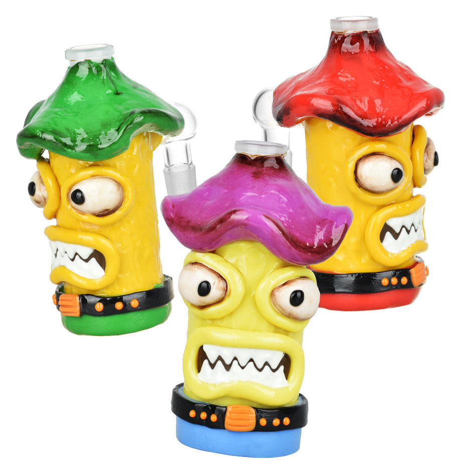 Shroom Monster Glass & Enamel Ash Catcher - 4.75" / 14mm M / 90D / Colors Vary