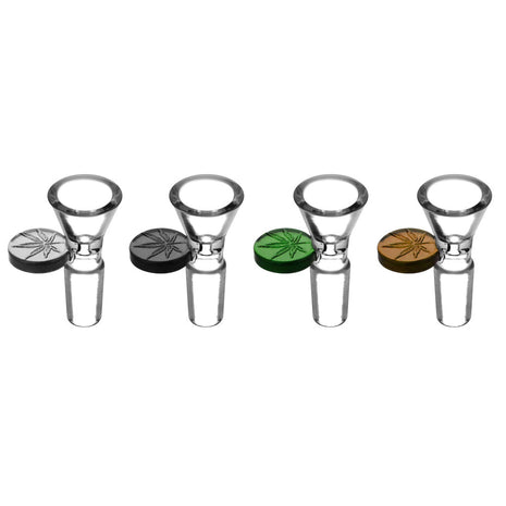 Herb Slide w/ Embossed Leaf Tab - 14mm Male / Colors Vary