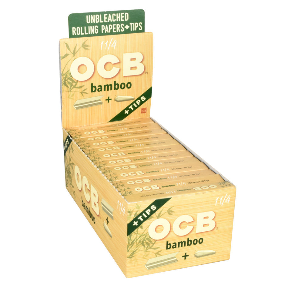 OCB Bamboo Rolling Papers with Tips | 24pc Display