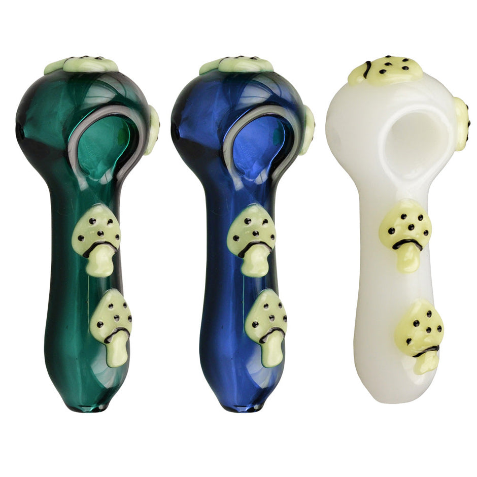 Glow in the Dark Mushroom Spoon Pipe - 4" / Colors Vary