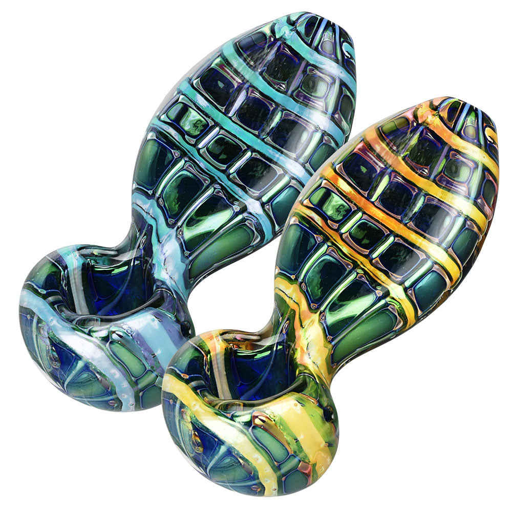 Iridescent Jewel Flat Neck Glass Pipe - 4.5