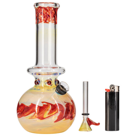 LA Pipes "Time Traveler" Silver Fumed Pull-Stem Bubble Bong