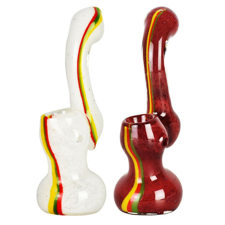 Rasta Stripe Frit Glass Bubbler | Colors Vary