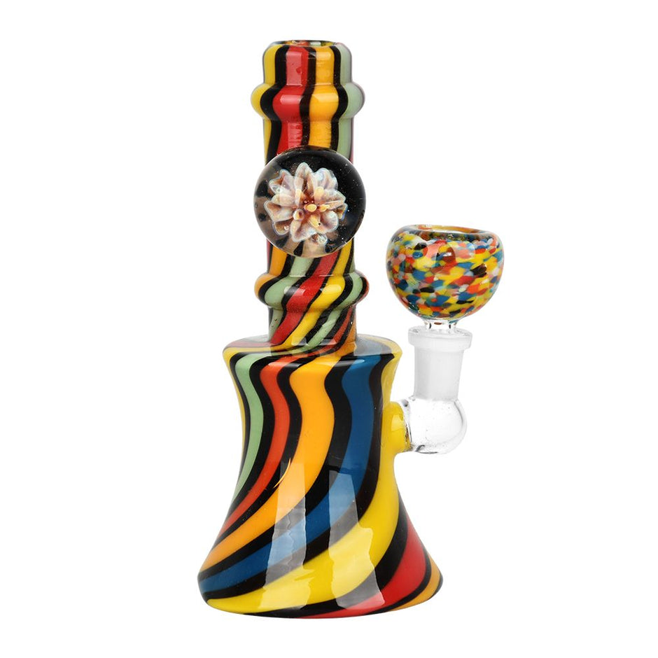 Flowering Spirals Glass Water Pipe - 5.5" / 10mm F / Colors Vary