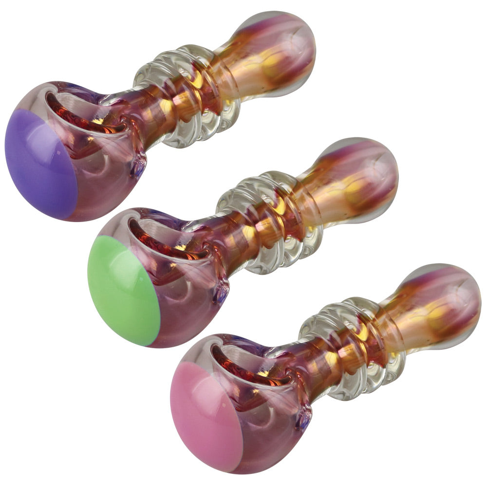 Gold Fumed Jetson Glass Spoon Pipe | Colors Vary