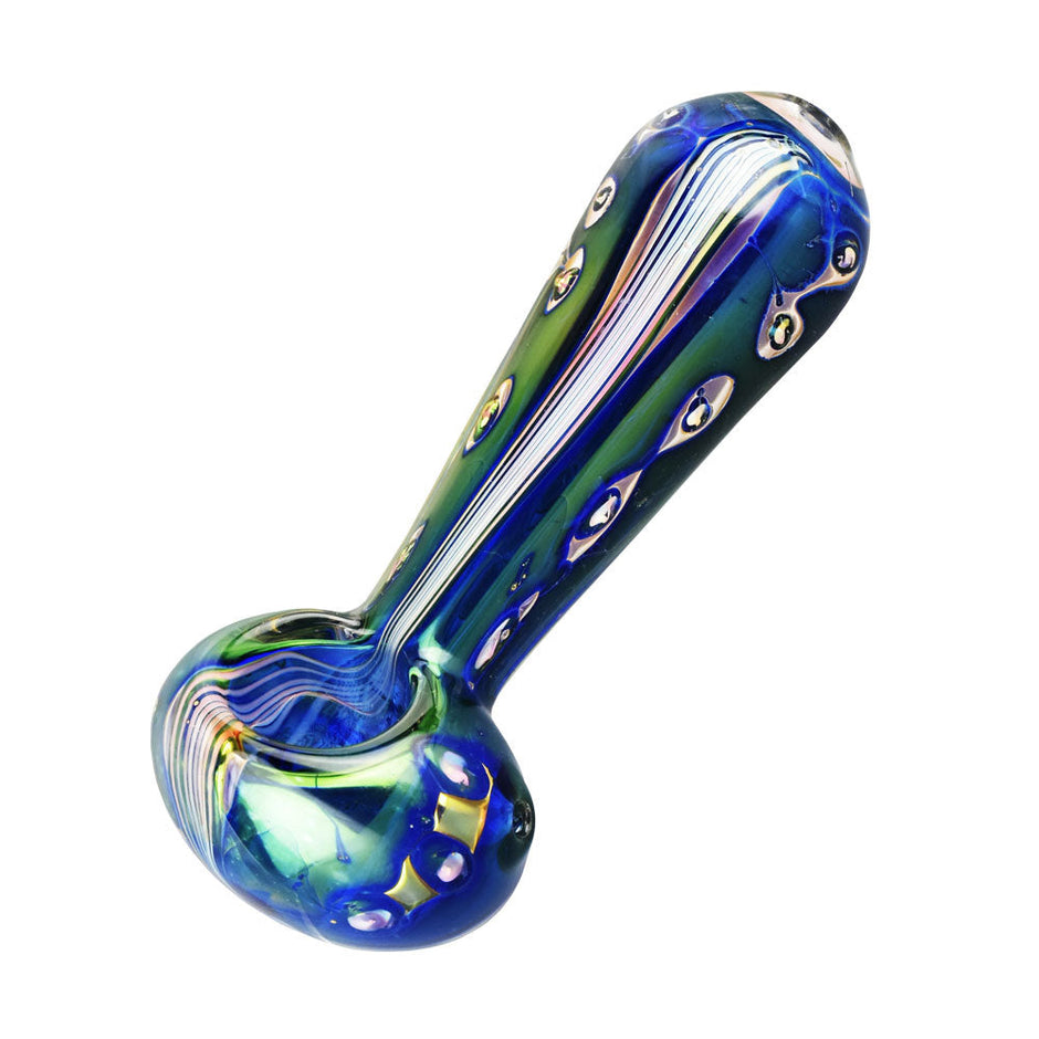 Iridescent Stripes & Spots Glass Pipe - 4.5" / Colors Vary