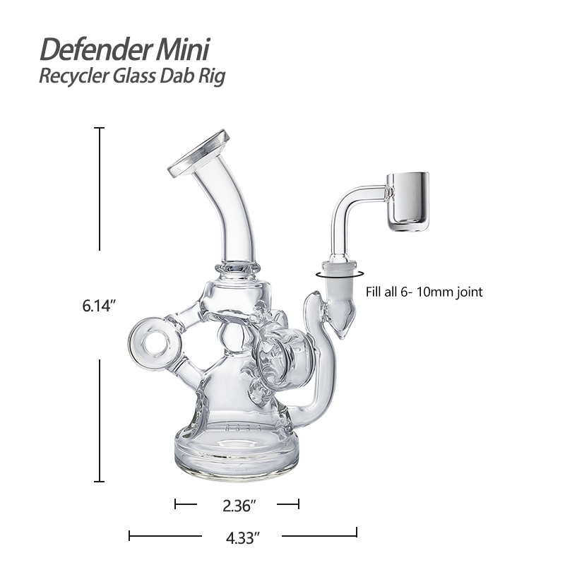 Waxmaid 6.14 Inch Defender Mini Recycler Glass Dab Rig