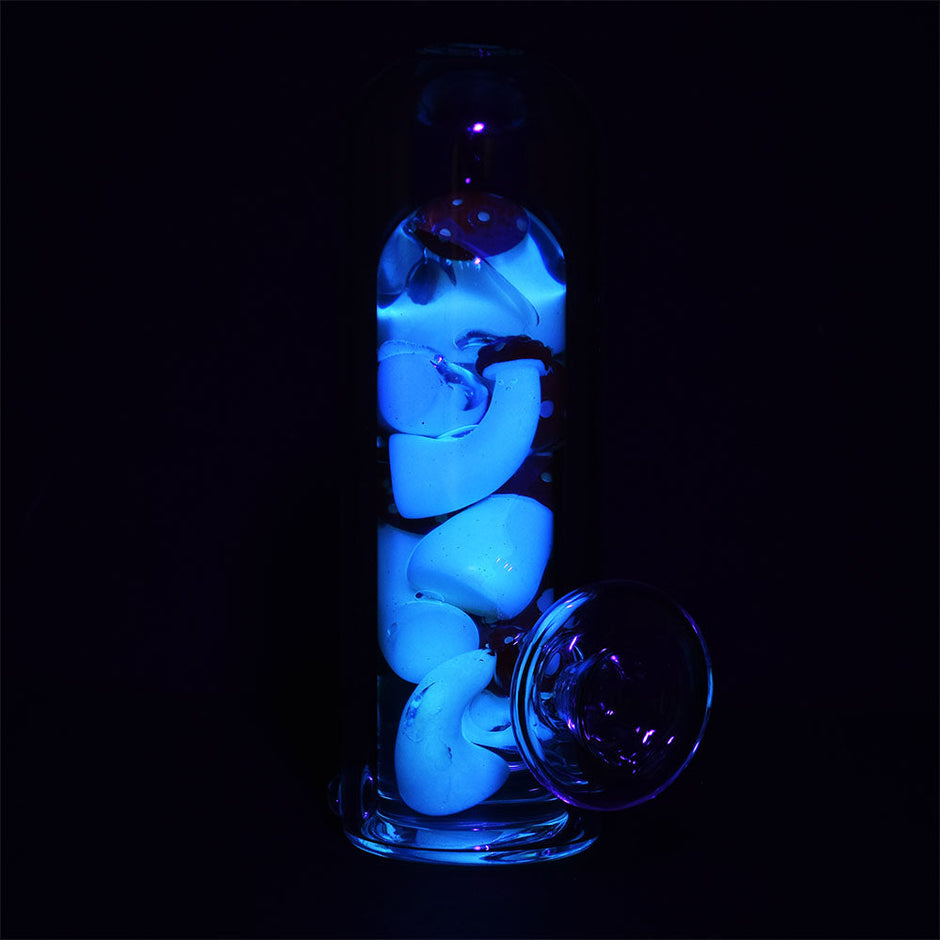 Shroom Party Glow In The Dark Glass Hand Pipe - 5.25"