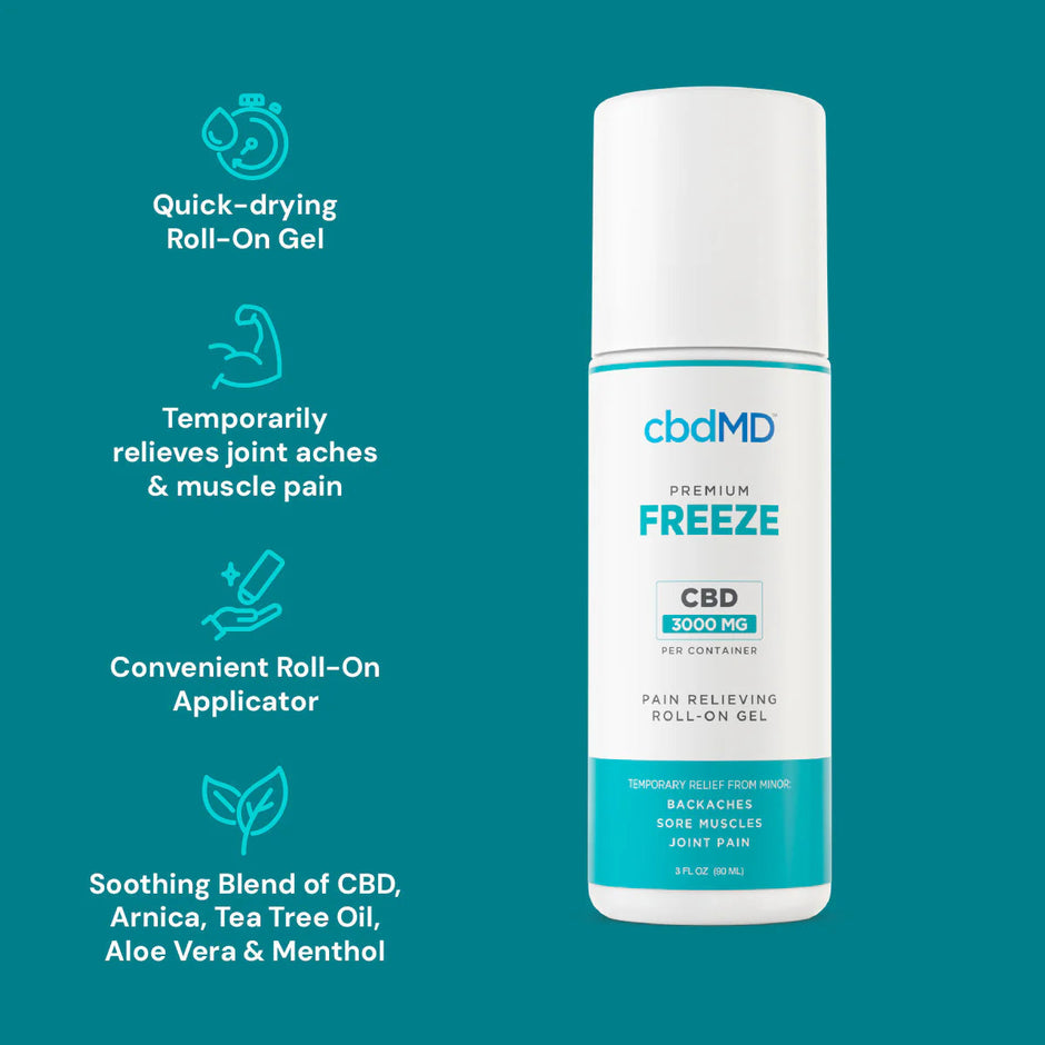 cbdMD CBD Freeze Pain Relief Roller w Menthol & Tea Tree Oil