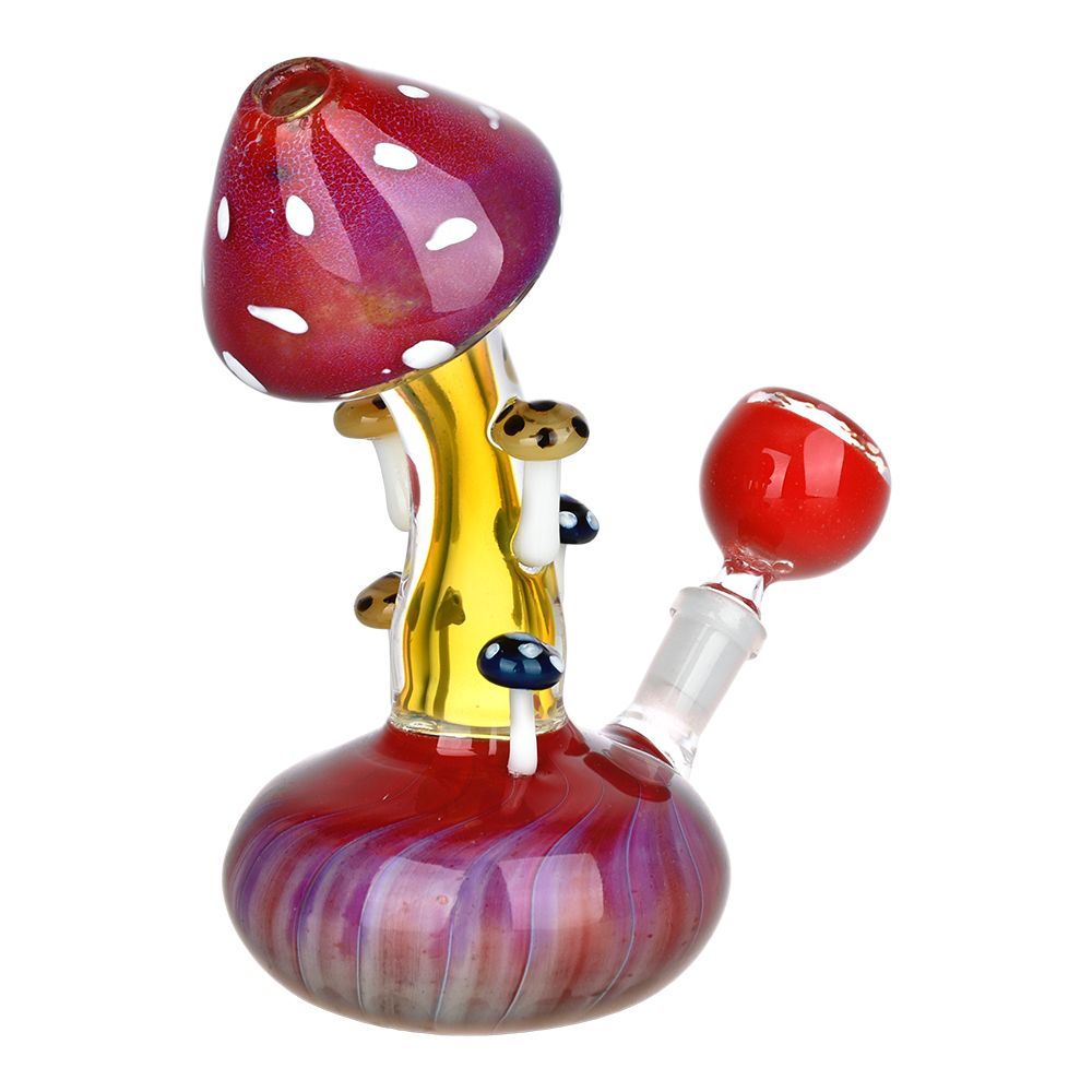 Mushroom Collective Bent Neck Glass Water Pipe - 5.25