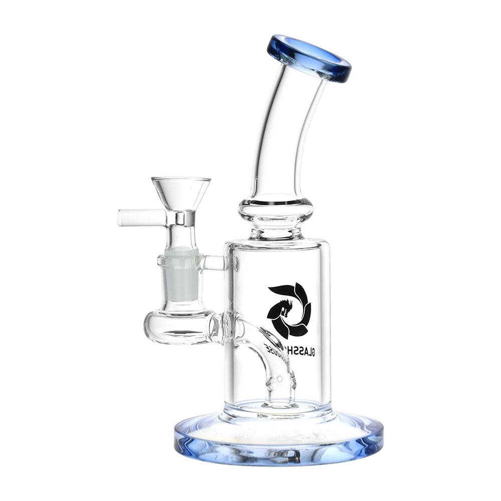 Glass House Bent Neck Glass Water Pipe - 6.75