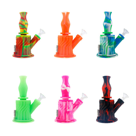 Silicone  3 in 1 Water Pipe - 7" / 14mm F / Colors Vary