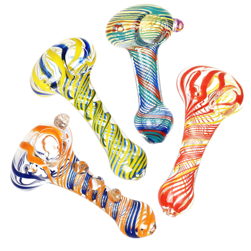 Sada Color Striped Clear Glass Hand Pipe - 3.75