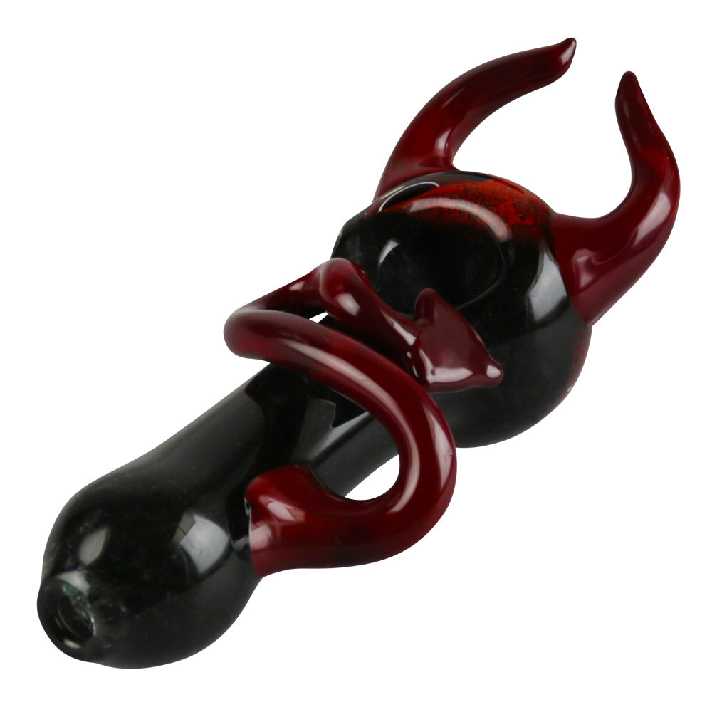 Devil Horns & Tail Fritted Hand Pipe - 5.75