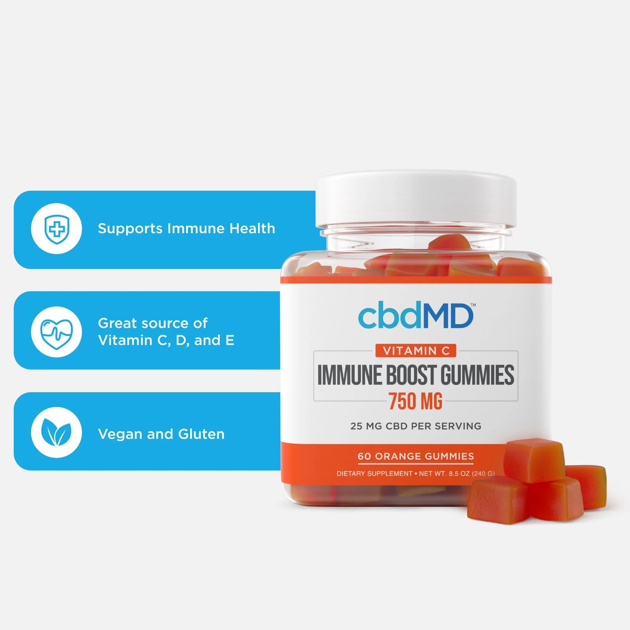 cbdMD CBD & Vitamin C Immunity Boost Gummies - 750MG, 60ct