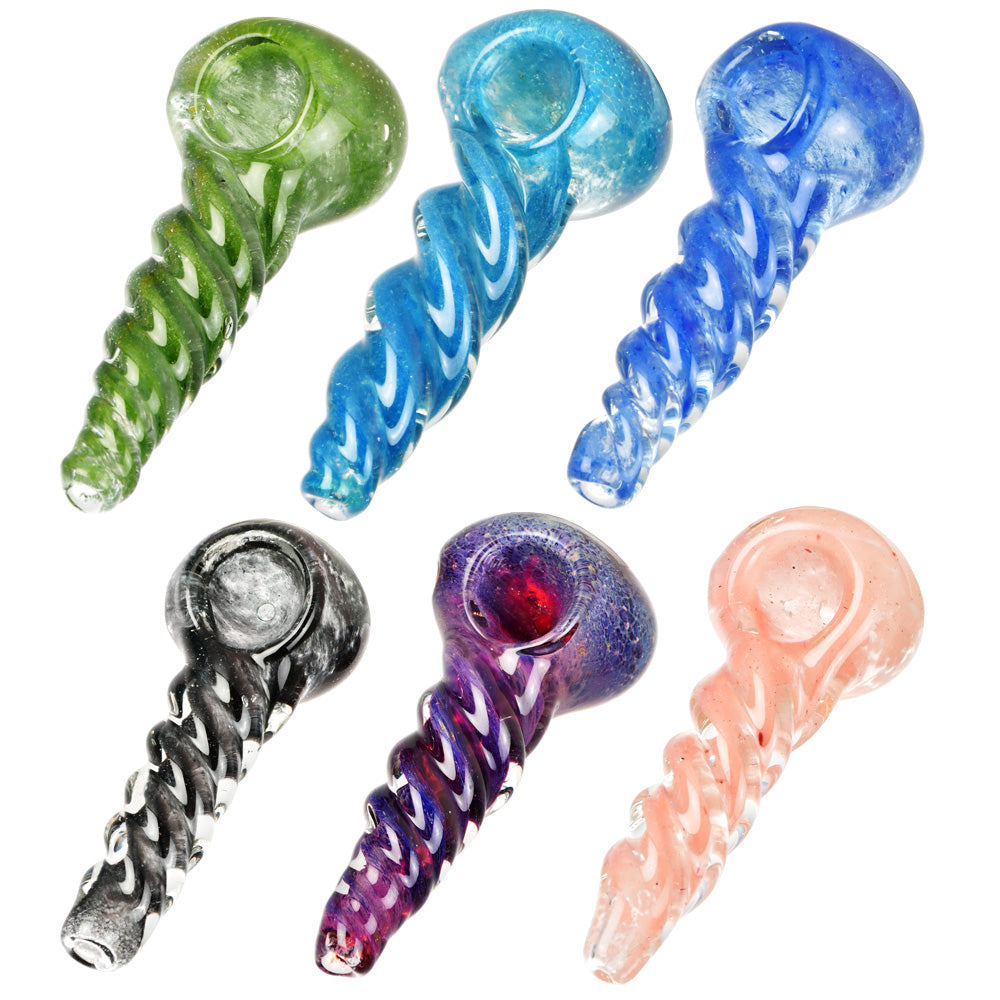 Small Heavy Twisted Frit Glass Pipe - 3