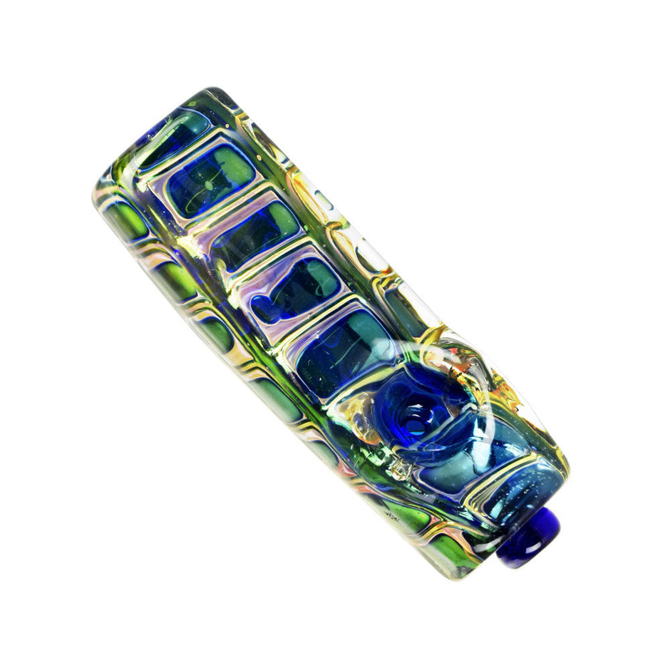 Iridescent Jewel Squared Glass Hand Pipe- 3.75" /Colors Vary