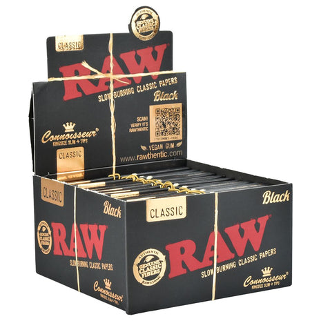 RAW Black Connoisseur Rolling Papers + Tips / 32pc / King Size Slim 24pk