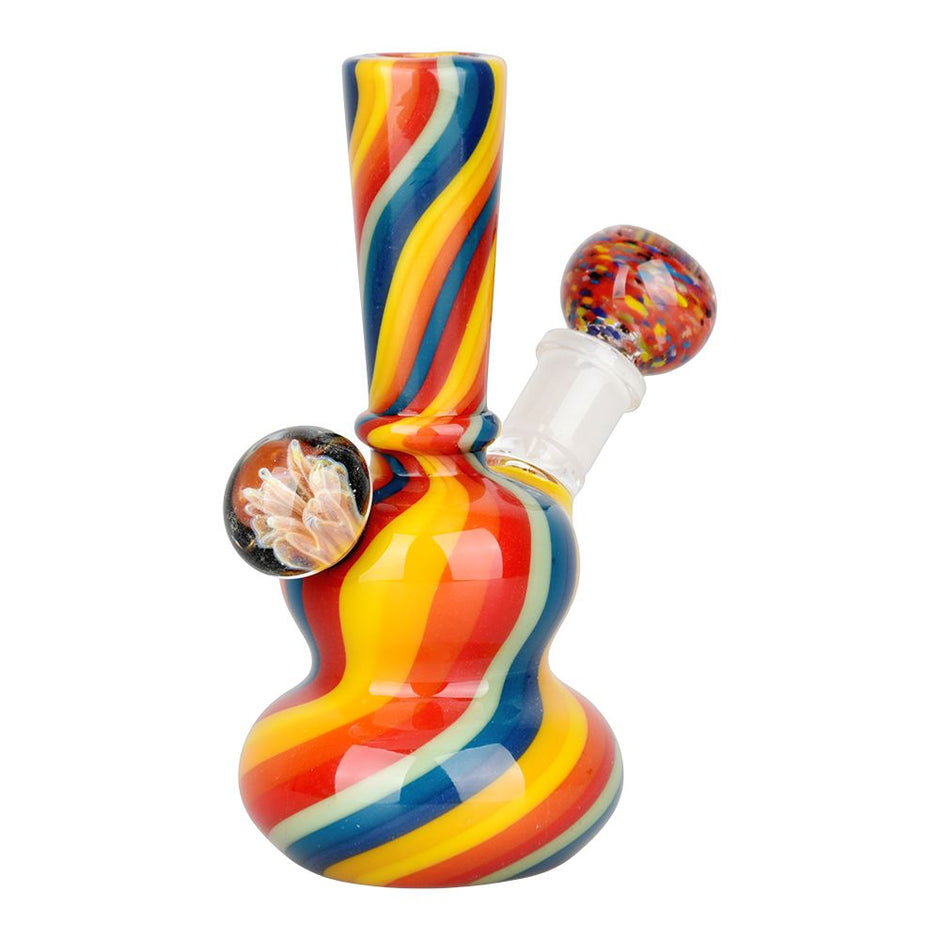 Flowering Rainbow Swirl Glass Water Pipe - 6" / 14mm F