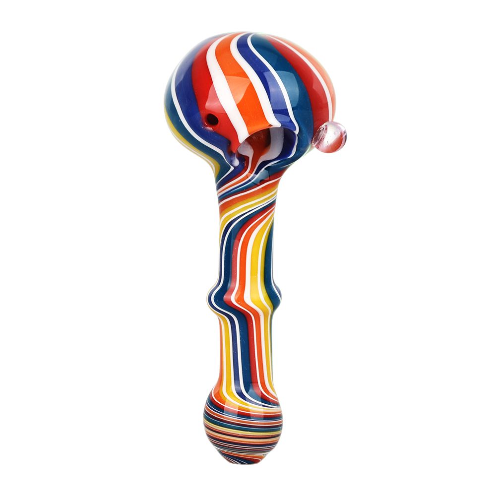 Rainbow Stripes Glass Spoon Pipe - 5