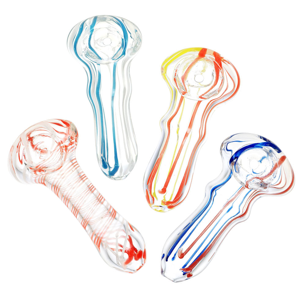 Sada Color Striped Clear Glass Hand Pipe - 2.75