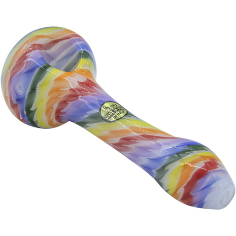 Rainbow Tie-Dye Glass Spoon Pipe on White