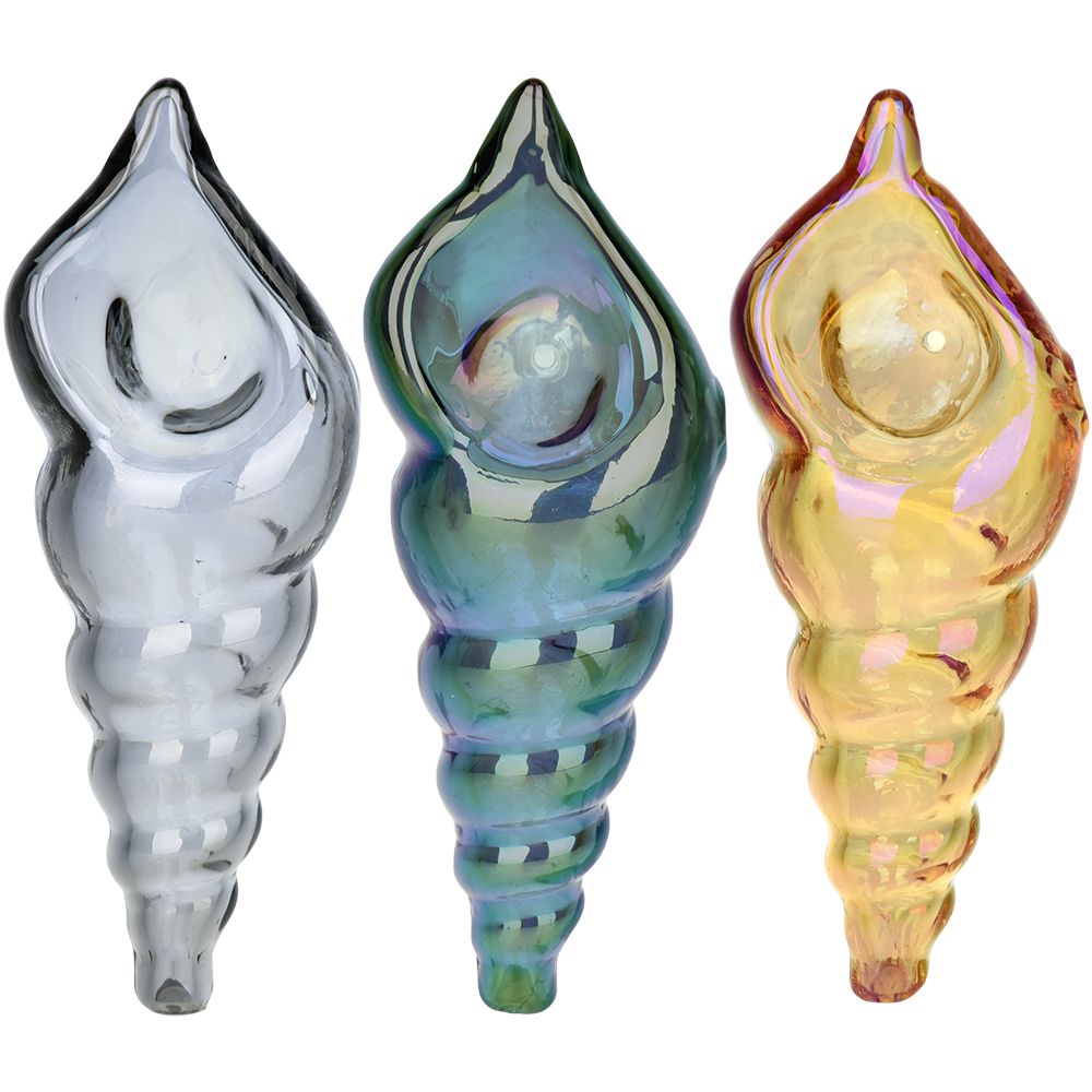 Logarithmic Spiral Electroplated Glass Hand Pipe - 4.5