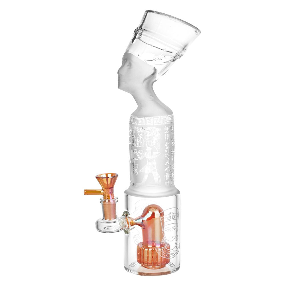 Pharoah Head Frosted Glass Water Pipe - 11.5