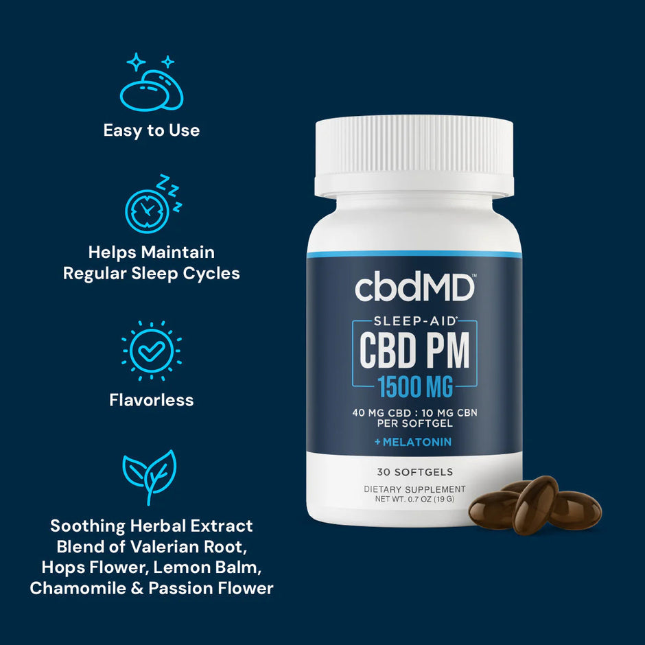 cbdMD CBD Sleep Softgels - 1500MG (Broad or Full Spectrum)