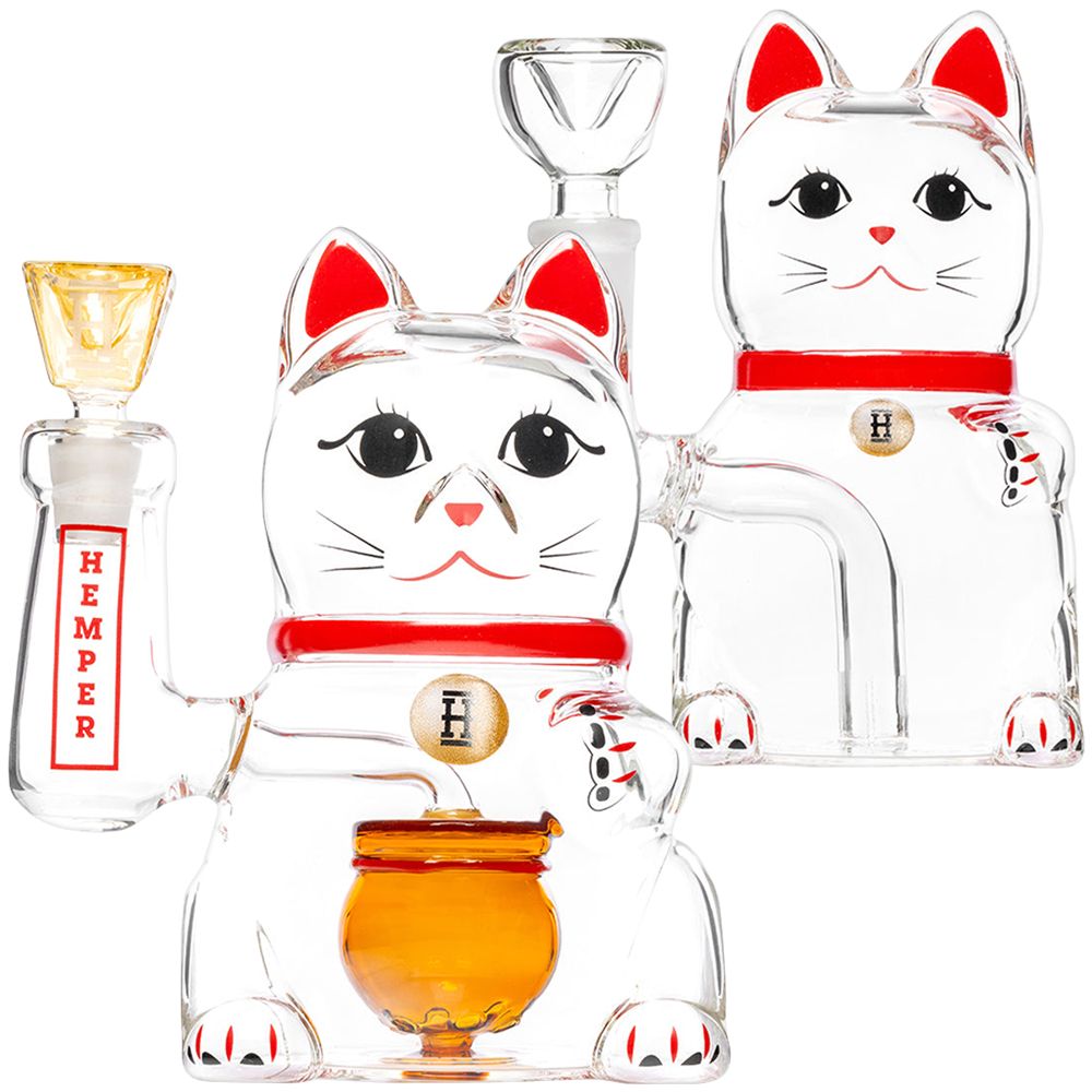 Hemper Lucky Money Cat Glass Water Pipe | 14mm F