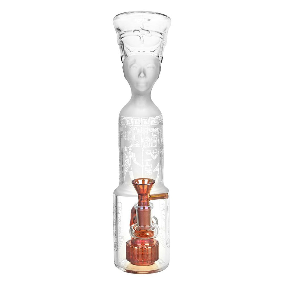 Pharoah Head Frosted Glass Water Pipe - 11.5" / 14mm F