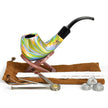 Pulsar Shire Pipes The Firebow | Bent Brandy Saddle Stem Rainbow Wood Pipe