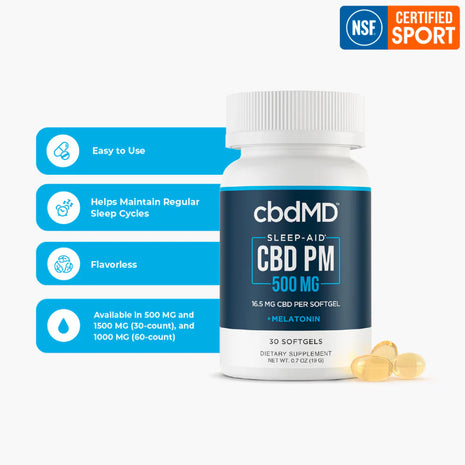 Broad Spectrum CBD NSF PM Sleep Softgel Capsules - 500MG, 30ct